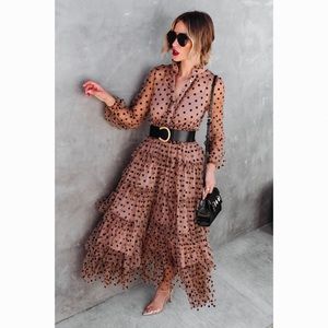 Mable / Ella Polka Dot Tiered Tulle Maxi Dress